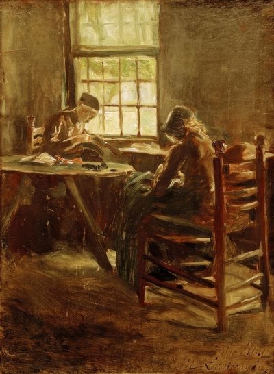 Interno olandese - Sala da cucito da Max Liebermann